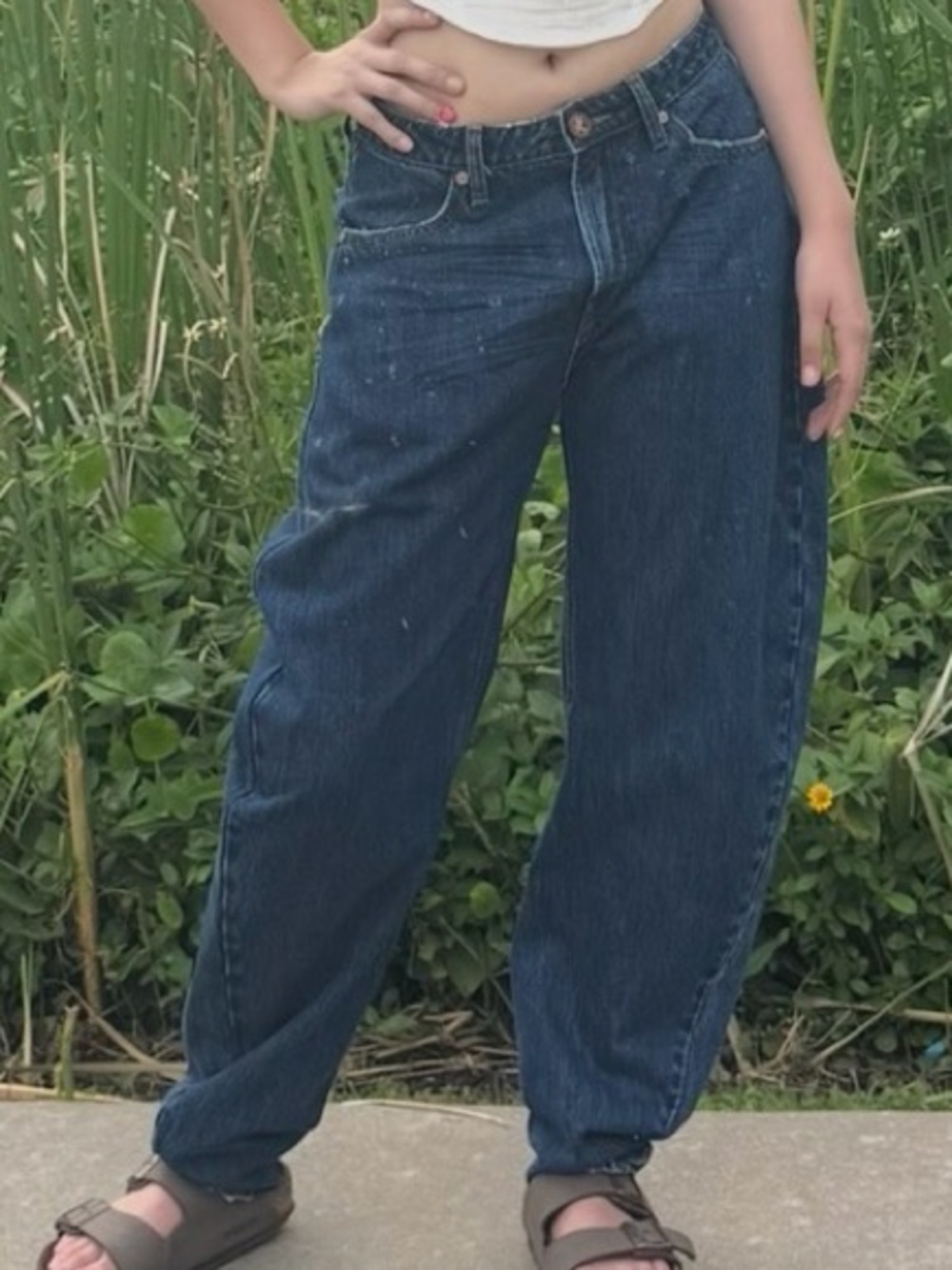One Teaspoon Barrel Jeans Curved Leg Mid Rise Blue Denim Size 26 Worn Once - Picture 4 of 12